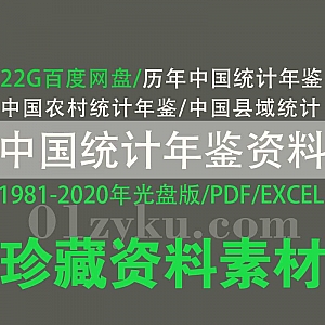 1981-2020年中国统计年鉴/1985-2020年中国农村统计年鉴/2000-2020年中国县域统计年鉴/31省市自治区年鉴光盘版+PDF+EXCEL文档合集