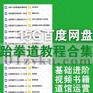 15G少儿成人跆拳道教学训练视频+书籍文档百度网盘资源合集,包含腿法教学/基础进阶/道馆运营招生策划/管理制度……等内容