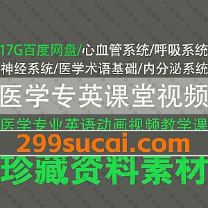 17G国外医学专业英语术语Medical Terminology科普动画视频教学网盘资源合集,包含心血管/呼吸/肿瘤学/胃肠/内分泌/神经系统…等30大类目