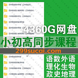 4360G小学初中高中各地区各版本各年级教材配套同步课堂学习视频网盘资源合集,包含语文/数学/外语/地理/化学/生物/政治/历史/物理…等科目