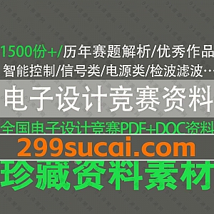 1500份全国电子设计竞赛培训学习资料文档+往届比赛真题优秀作品+电赛指导教程参考资料网盘合集,包含信号类/电子测量/电源类/检波滤波类…等