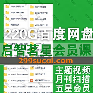 启智茗星五星会员视频课程+配套素材220G网盘资源合集,包含主题视频/12本主题月刊电子版/茗星理论课/茗星早教视频课/小宝启蒙课…等