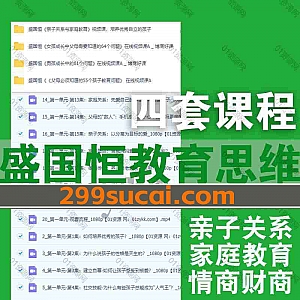 4套盛国恒教育思维抖音同款付费课程8G百度网盘资源合集,包含亲子关系与家庭教育/男孩女陔成长中的问题/小孩情商财商教育…等视频课程
