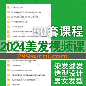 全新2024年美发剪发染发烫发造型设计视频课程网盘资源合集,包含刘海宁/罗杰/三色灯美业课堂/莫闲美学/刘安美业/阿豪/黄博/李飞…等名师