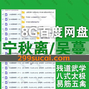 10套宁秋离/吴蔓视频课程8G网盘资源合集,包含八段锦/八式太极拳/五禽戏/残道鬼怪幽灵步/残道武学秀手九式/残道蝴蝶肘…等内容