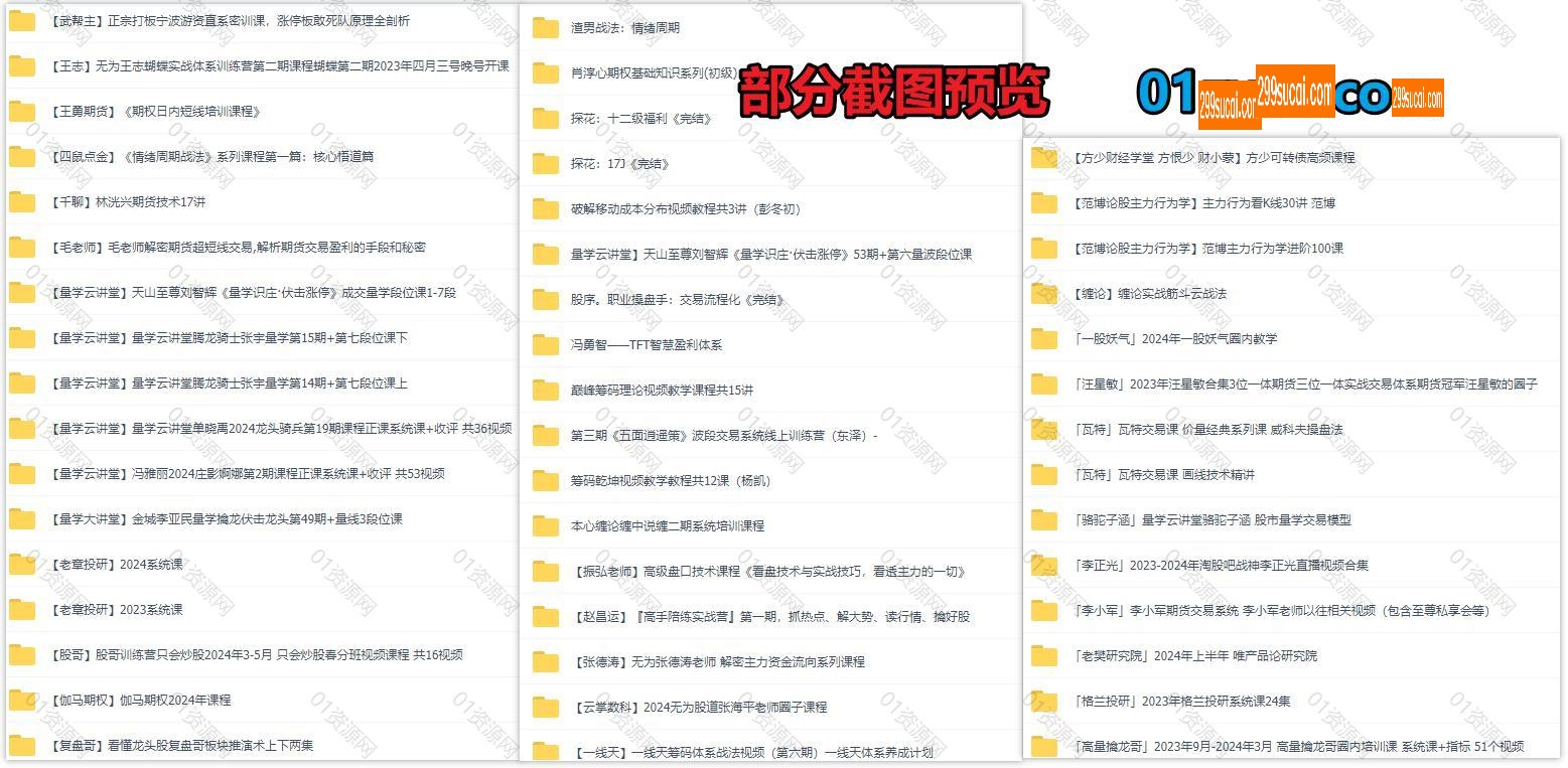 近期新增的50套财经投资课程资源合集截图