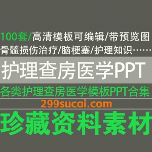 100套护理查房医学PPT模板资源合集