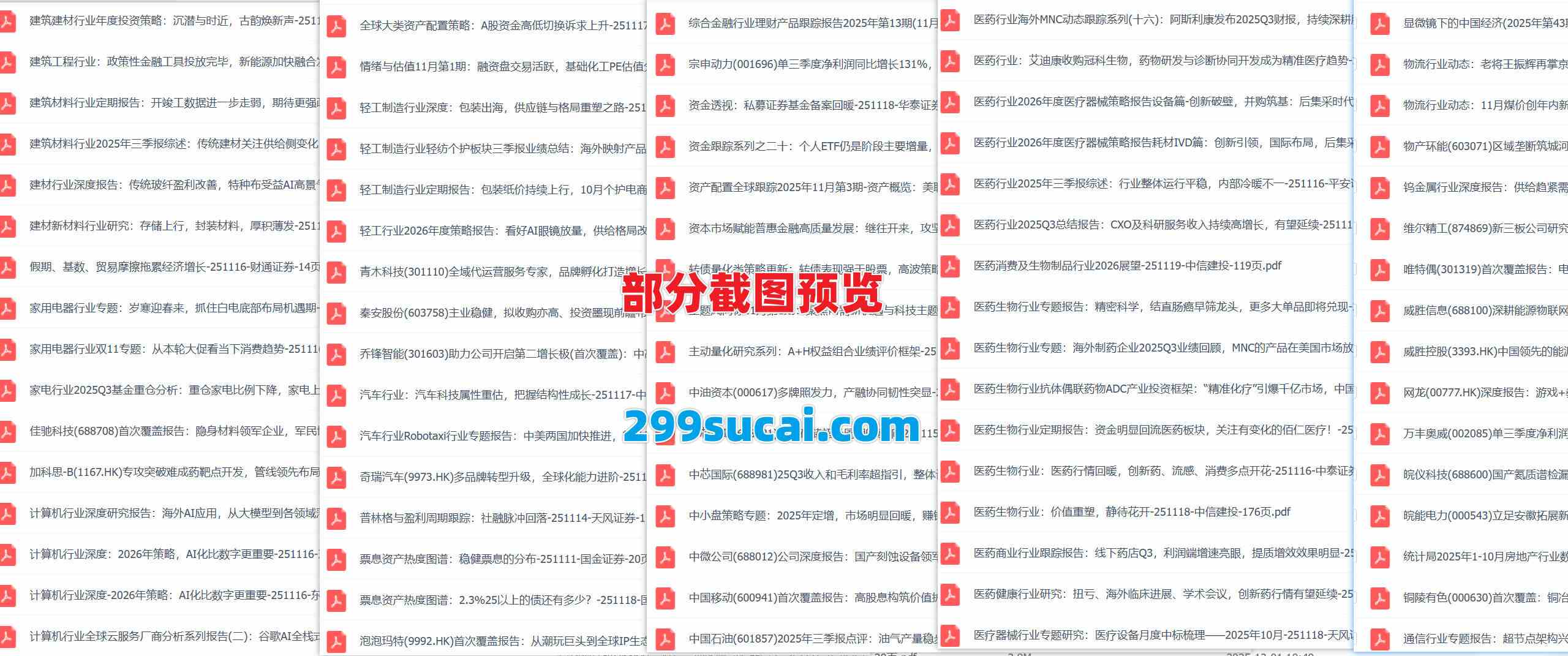 2025年11月第四周行业报告资源截图