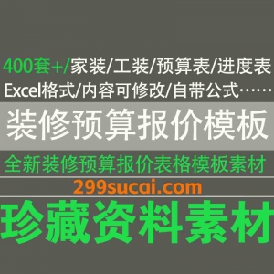 400套+装修预算报价模板素材资源合集