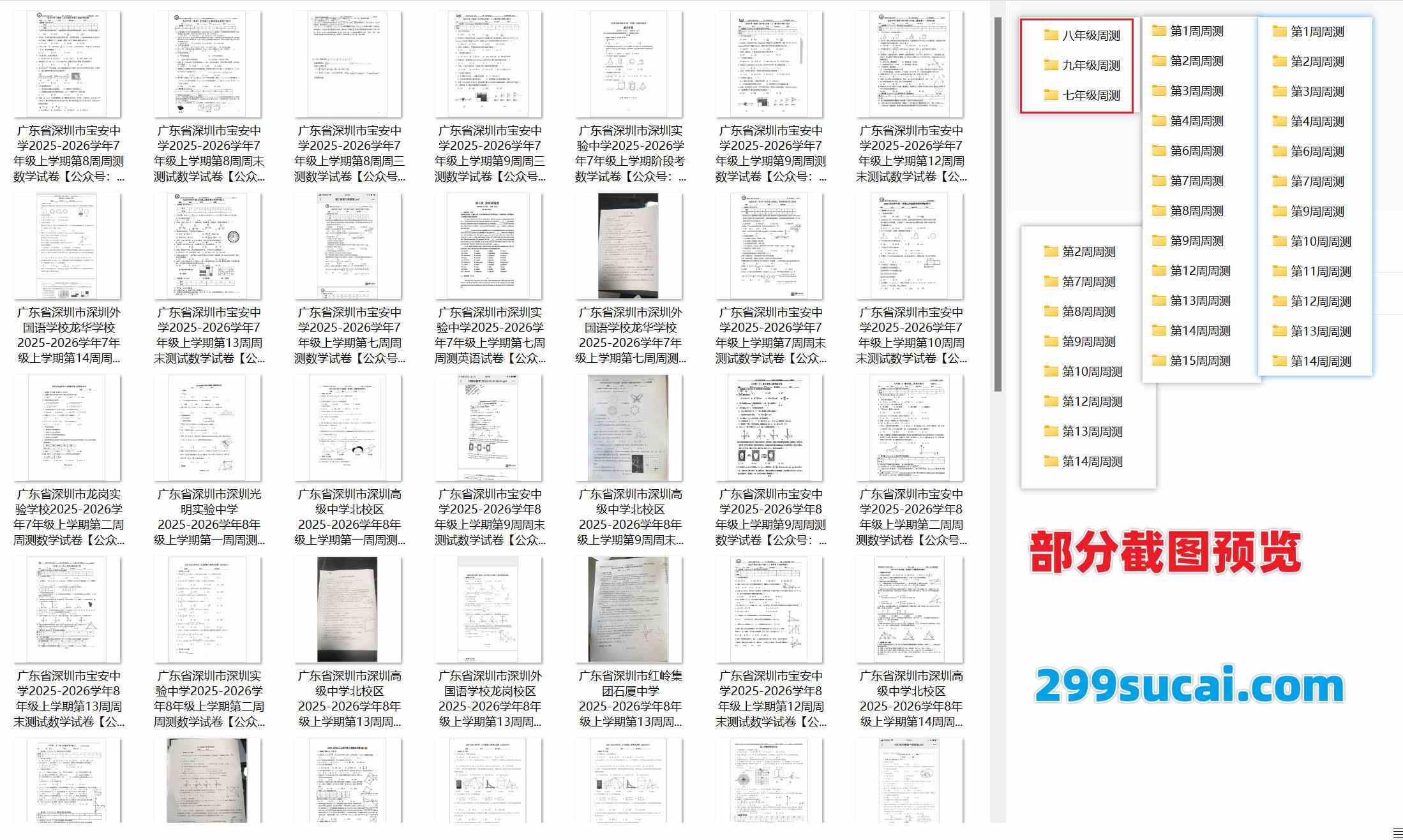历年2025-2026深圳各区各校周测试卷及答案资源截图