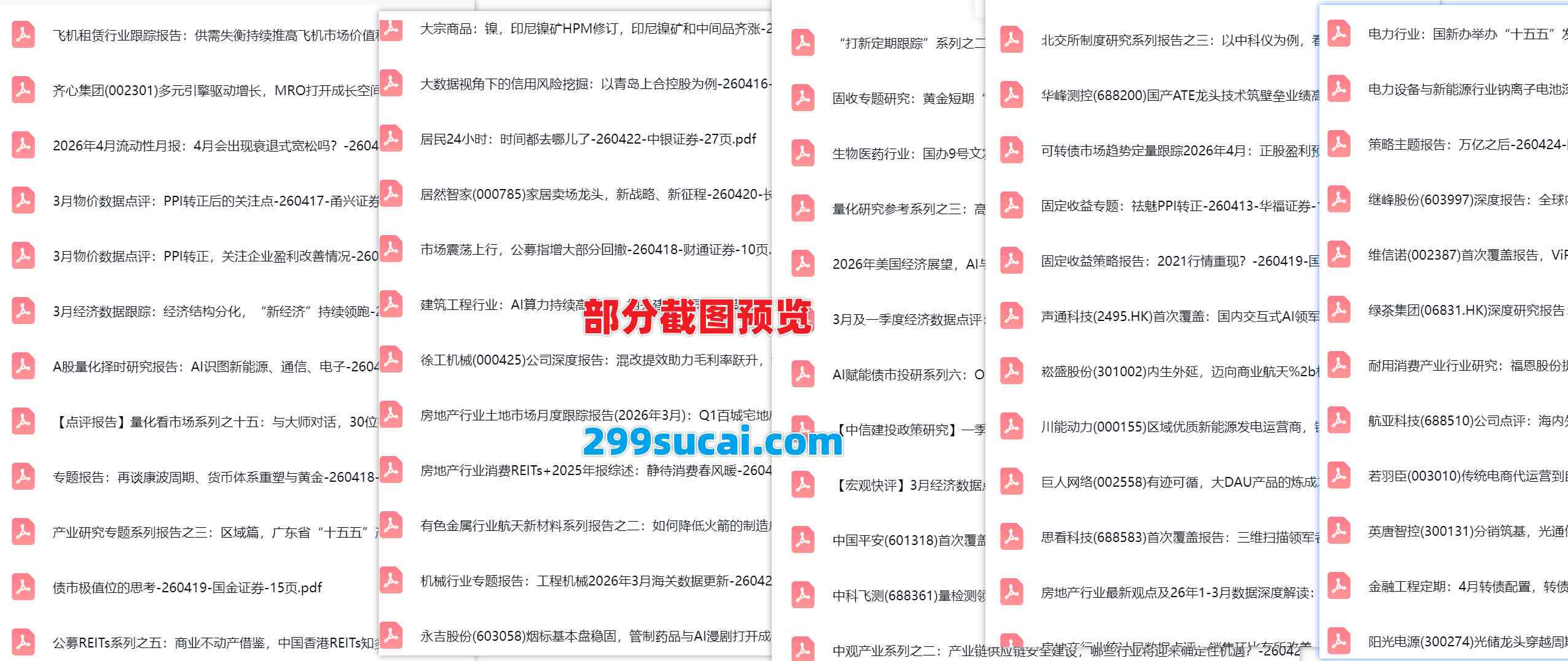 2026年4月第4周行业报告资源截图