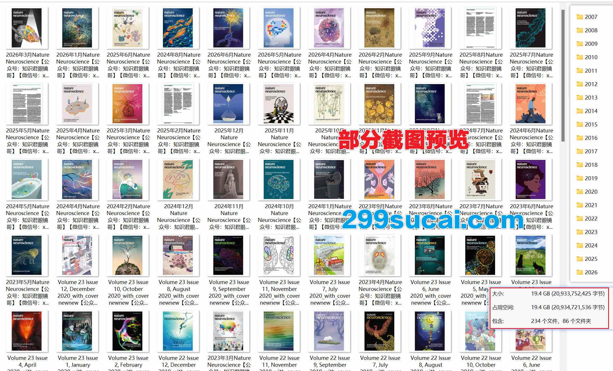 Nature Neuroscience杂志历年电子版资源合集截图
