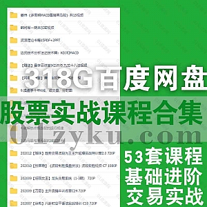 53套经典2021年及往期股票基础实战训练课程318G百度网盘资源合集,包含炒股基础进阶/交易实战/筹码分析/指标制定……等内容