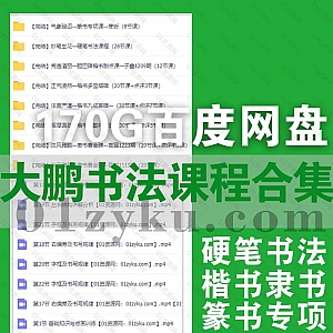 8套大鹏书法课程学习视频170G百度网盘资源合集,包含硬笔书法/楷书隶书/篆书专项……等内容