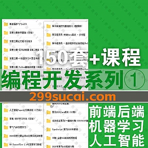 150套+程序员编程开发学习网课视频+配套源码讲义文档百度网盘资源合集(不加密),包含前端/后端/机器学习/人工智能/入门基础就业班……等