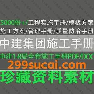 5000份+中建集团中建1局-8局全套施工方案手册文档视频PDF+DOC+MP4网盘资源合集,包含工程实施手册/模板方案/管理手册/质量防治手册…等