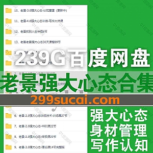 14套老景强大心态30天训练营课程239G百度网盘资源合集,包含强大自信强大心态理论基础中阶高级1.0-4.0/写作大师课/认知重建/身材管理…等