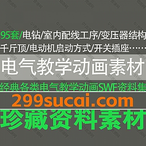 95套各类经典电气教学动画素材网盘资源合集,包含变压器结构/电动机结构/开关插座/配线工序/接线方式/断路器原理/继电保护…等各类电气动画