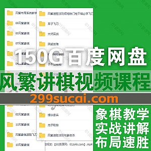 1740集风繁讲棋风繁象棋教学视频课程150G网盘资源合集,包含象棋布局系统教学/象棋速胜飞刀/大师实战/过宫炮/五七炮/急进中兵/左马盘河…等