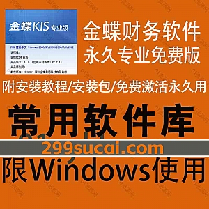 金蝶KIS财务软件14.0永久专业免费激活版(适用Window系统),包含金蝶软件安装包+安装教程+激活包