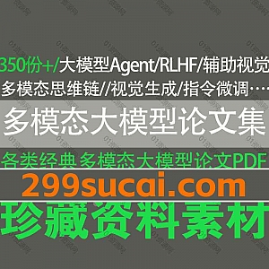 350份+多模态大模型英文原版论文电子版PDF网盘资源合集,包含大模型Agent/RLHF/多模态思维链/视觉生成/指令微调/辅助视觉…等论文