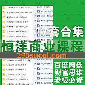 17套恒洋商业视频课程+PDF电子版书籍网盘资源合集,包含看透人心的九张底牌/财富思维提升课/走出困境的九发子弹/转型破局老板必修…等