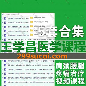 5套王学昌全国颈肩腰腿疼痛治疗培训中医课程网盘资源合集,包含9步精准诊断法/治疗网球肘/治疗滑膜炎病/治疗肩袖损伤/治疗肩周炎…等